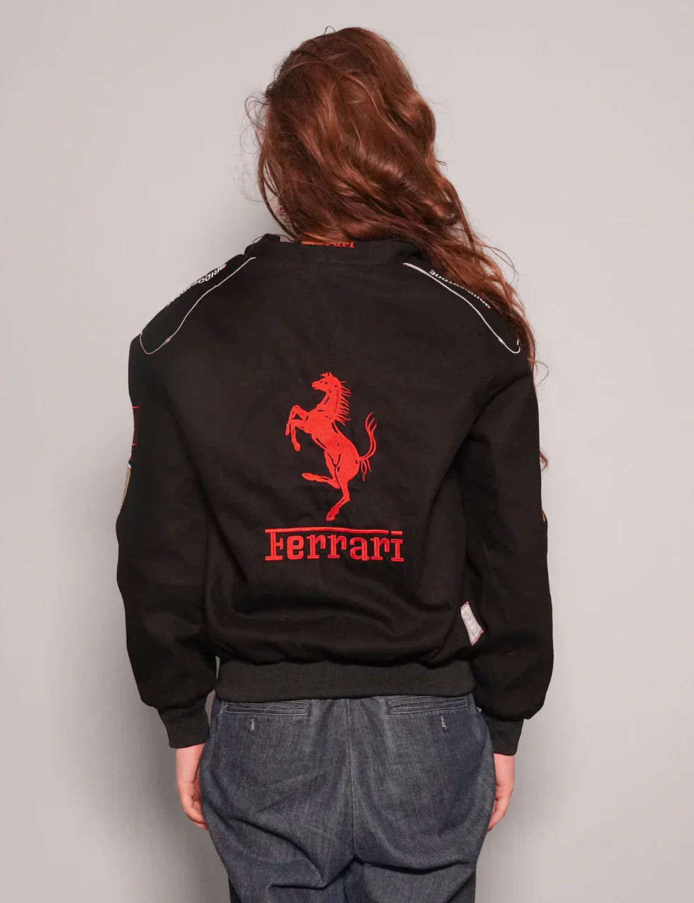 VOREL Black Grand Prix Racing Jacket – Ferrari-Inspired Design