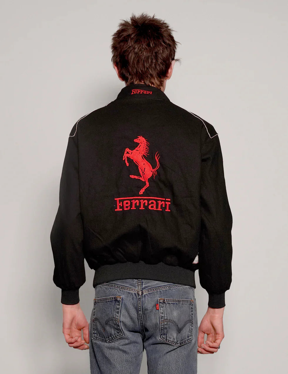 VOREL Black Ferrari Racing Jacket – Luxury Motorsport-Inspired Streetwear