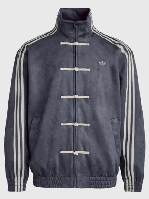 Blevian Striped Button Chinese Jacket – Modern Harajuku Fusion (Grey)