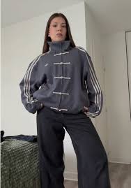 Blevian Striped Button Chinese Jacket – Modern Harajuku Fusion (Grey)