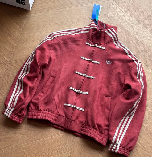 Blevian CNY-Inspired Streetwear Jacket – Maroon Suede Edition