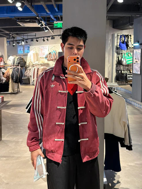 Blevian CNY-Inspired Streetwear Jacket – Maroon Suede Edition